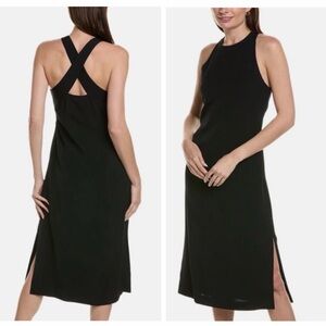 Theory Black Cross-Back Midi Dress